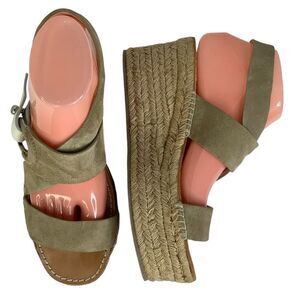 RAG & BONE August Espadrille Brown Suede Leather Wedge Sandals Sz 38.5/US 8.5